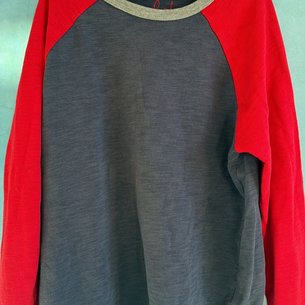 Mini Boden Charcoal and Scarlet Long Sleeve Tee